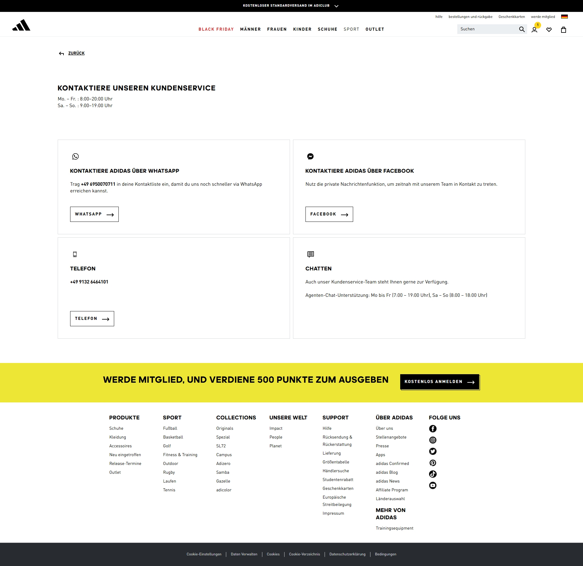 Adidas Kundenservice, Telefonnummer, Kontakt
