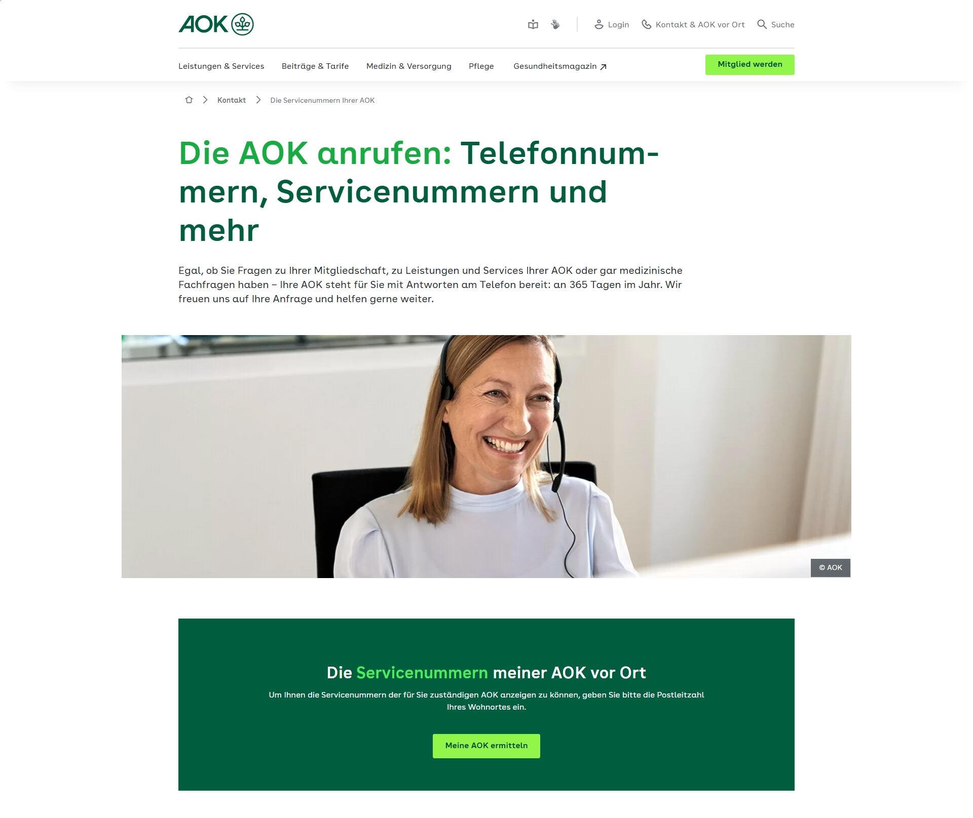 AOK Kundenservice, Telefonnummer, Kontakt