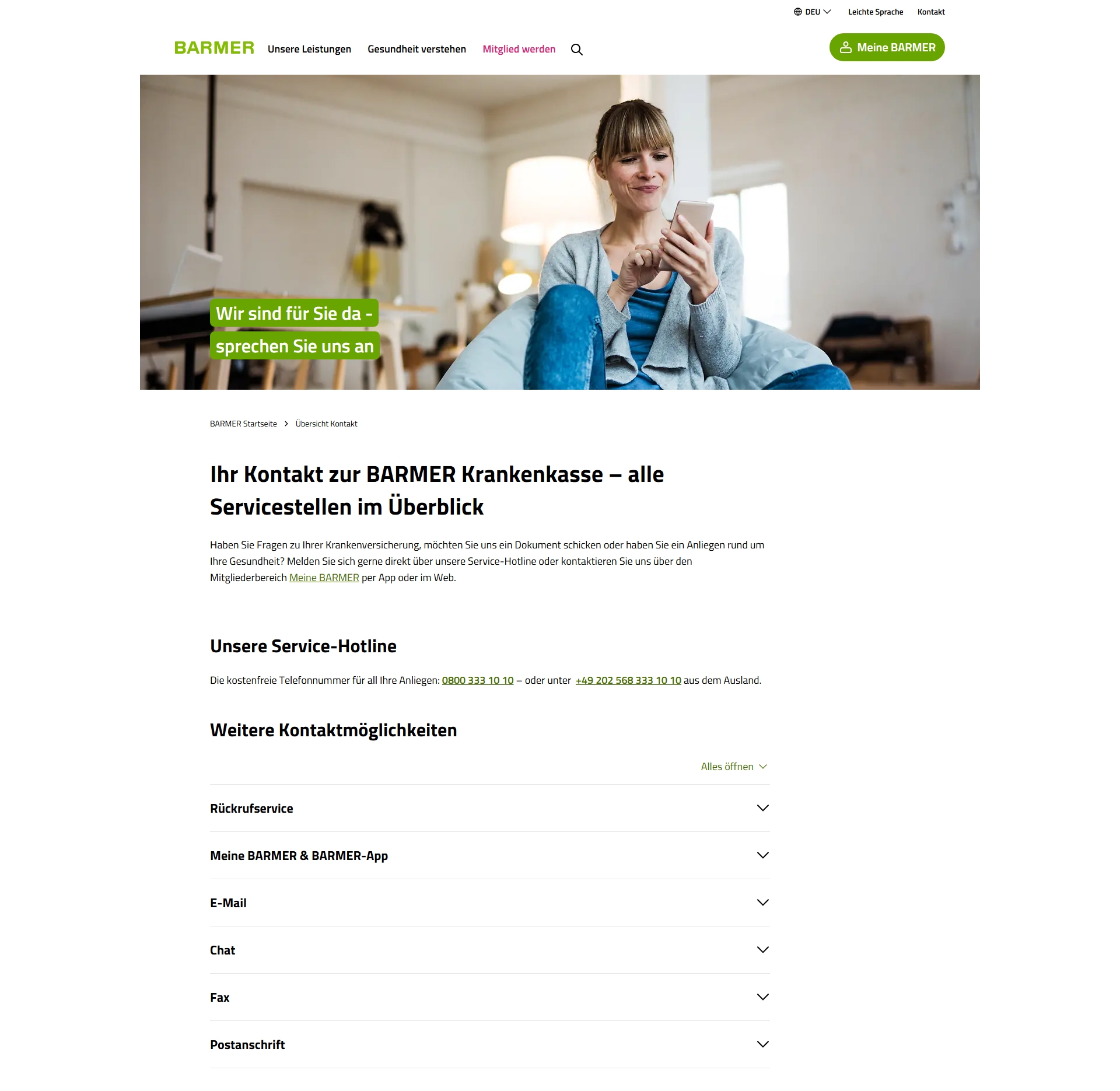 Barmer Kundenservice, Telefonnummer, Kontakt