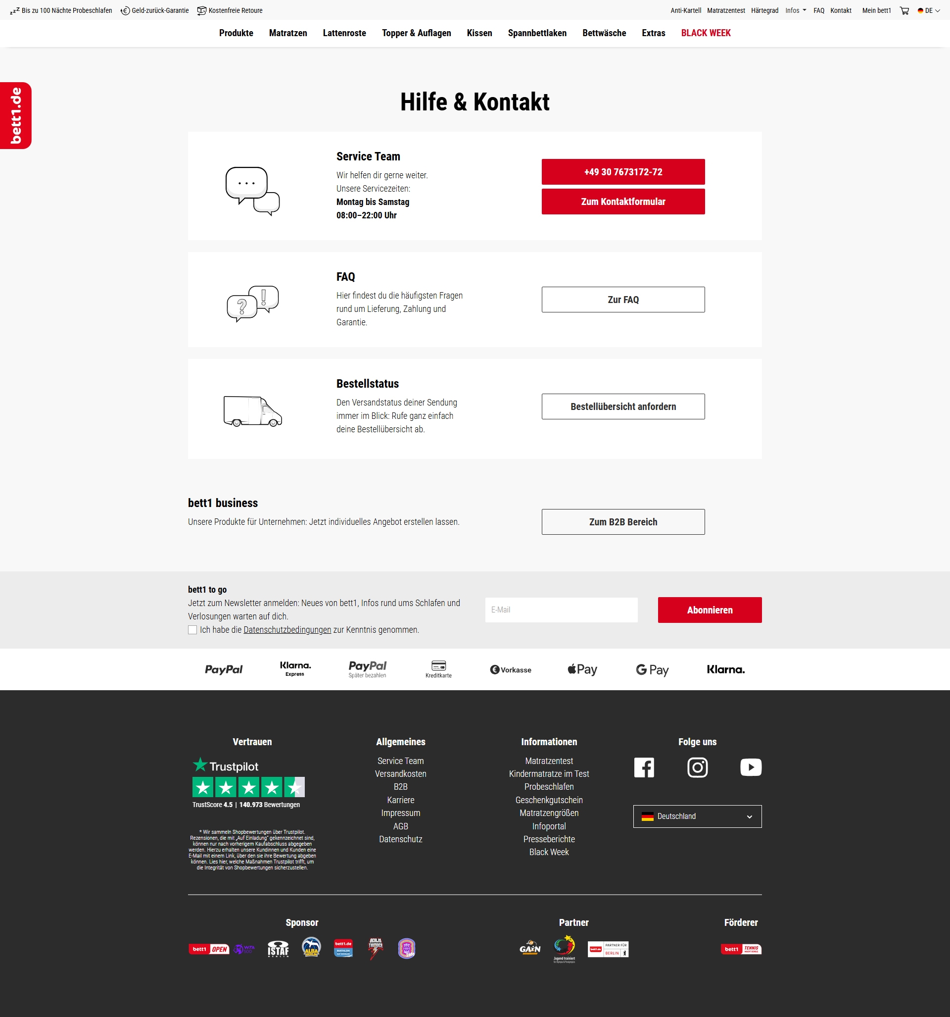 bett1 Kundenservice, Telefonnummer, Kontakt