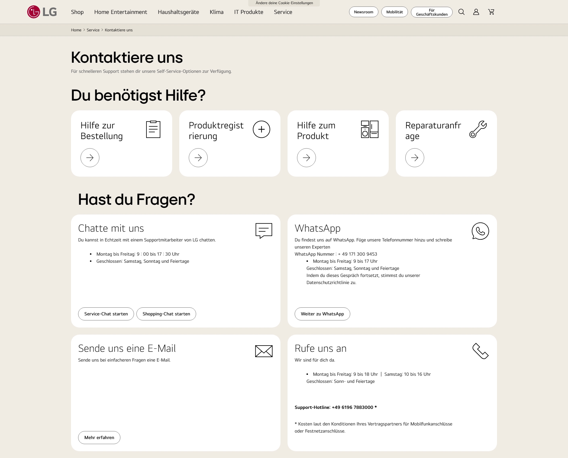 LG Kundenservice, Telefonnummer, Kontakt