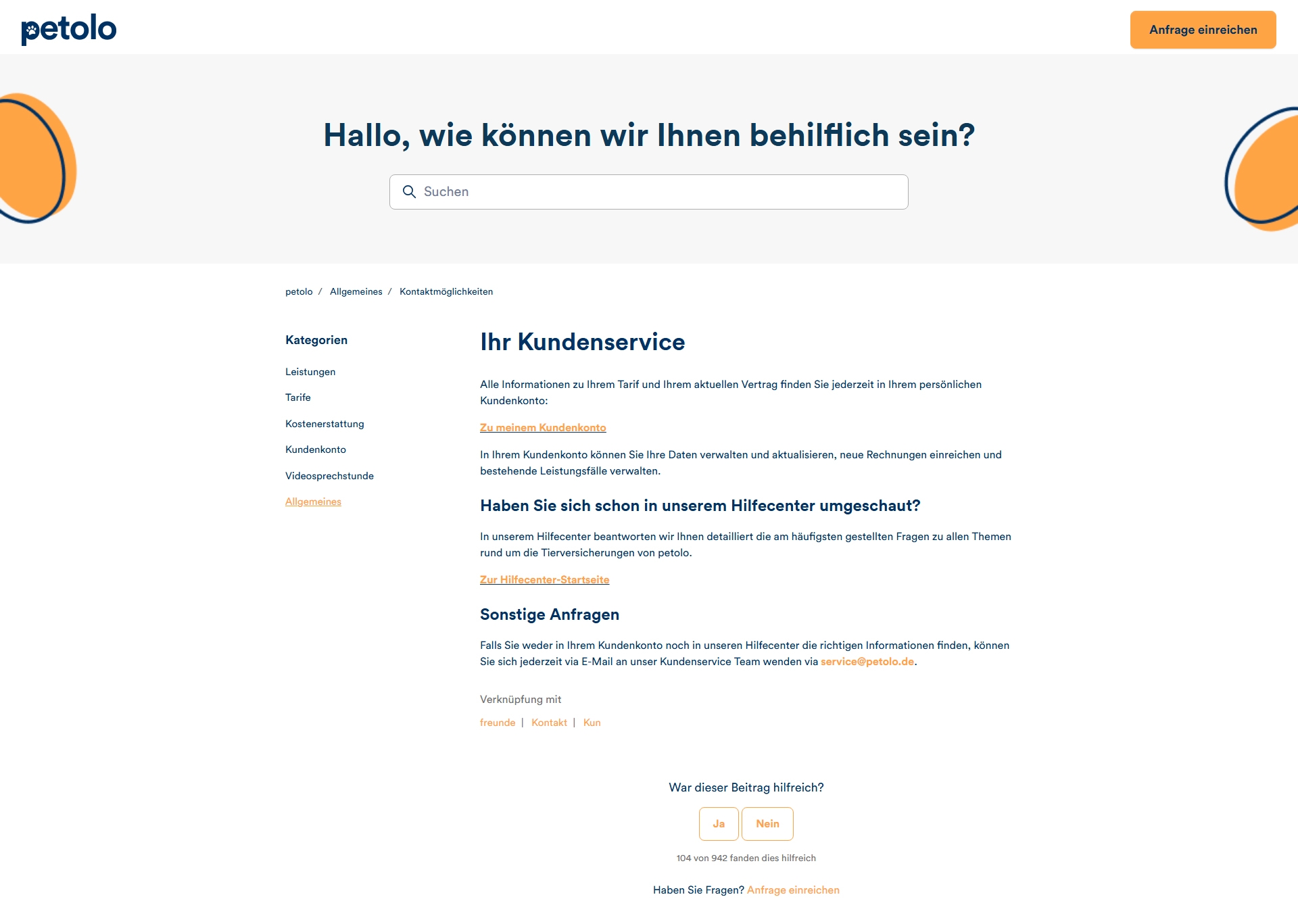 petolo Kundenservice, Telefonnummer, Kontakt