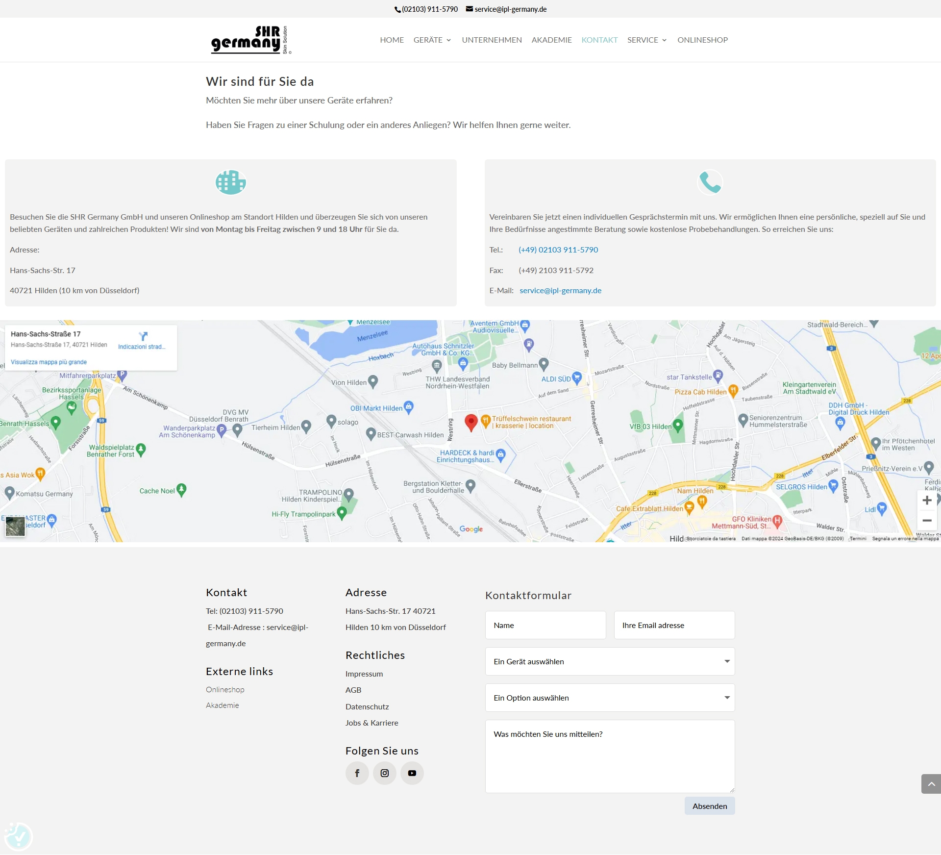 SHR Kundenservice, Telefonnummer, Kontakt