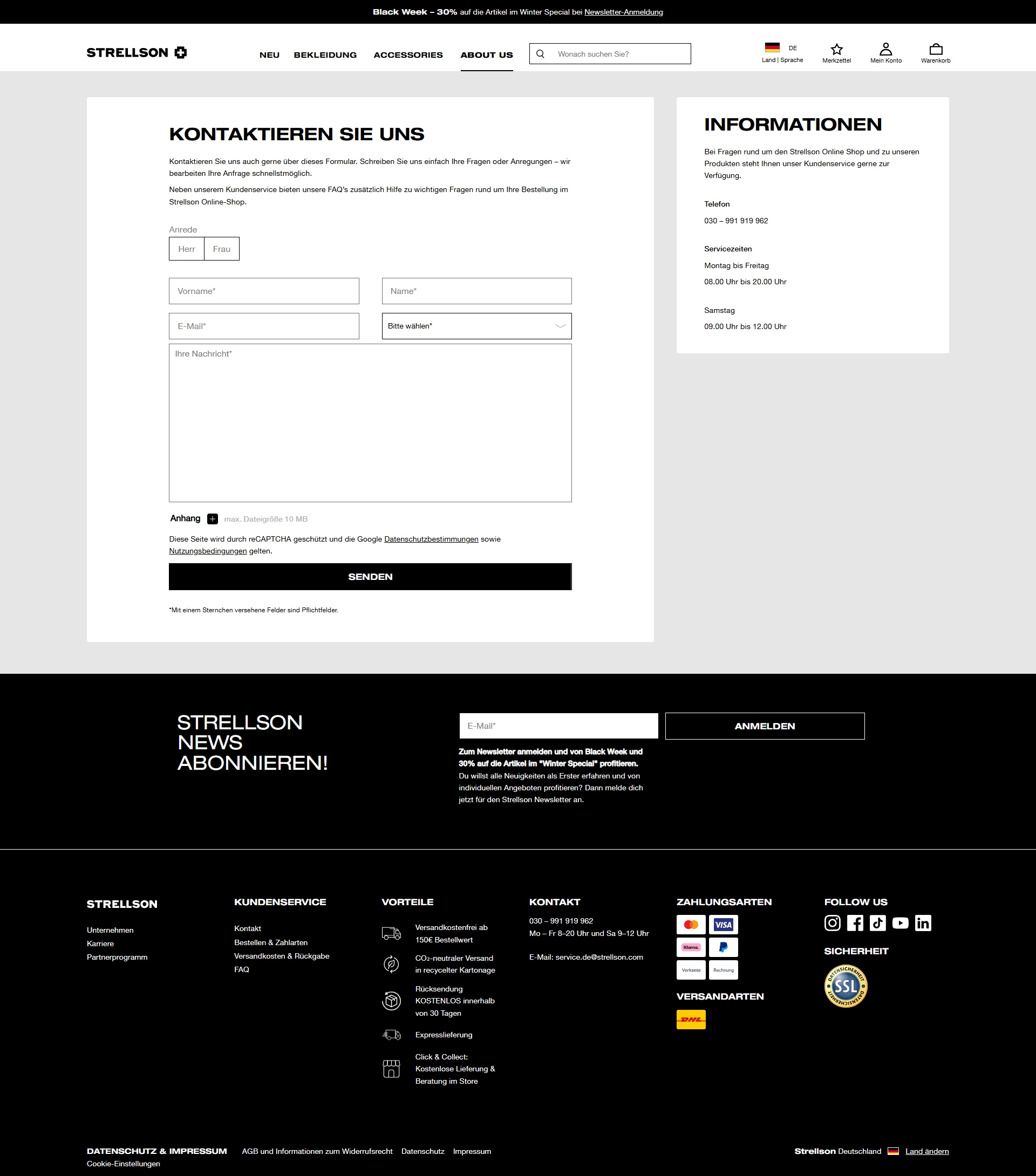 Strellson Kundenservice, Telefonnummer, Kontakt