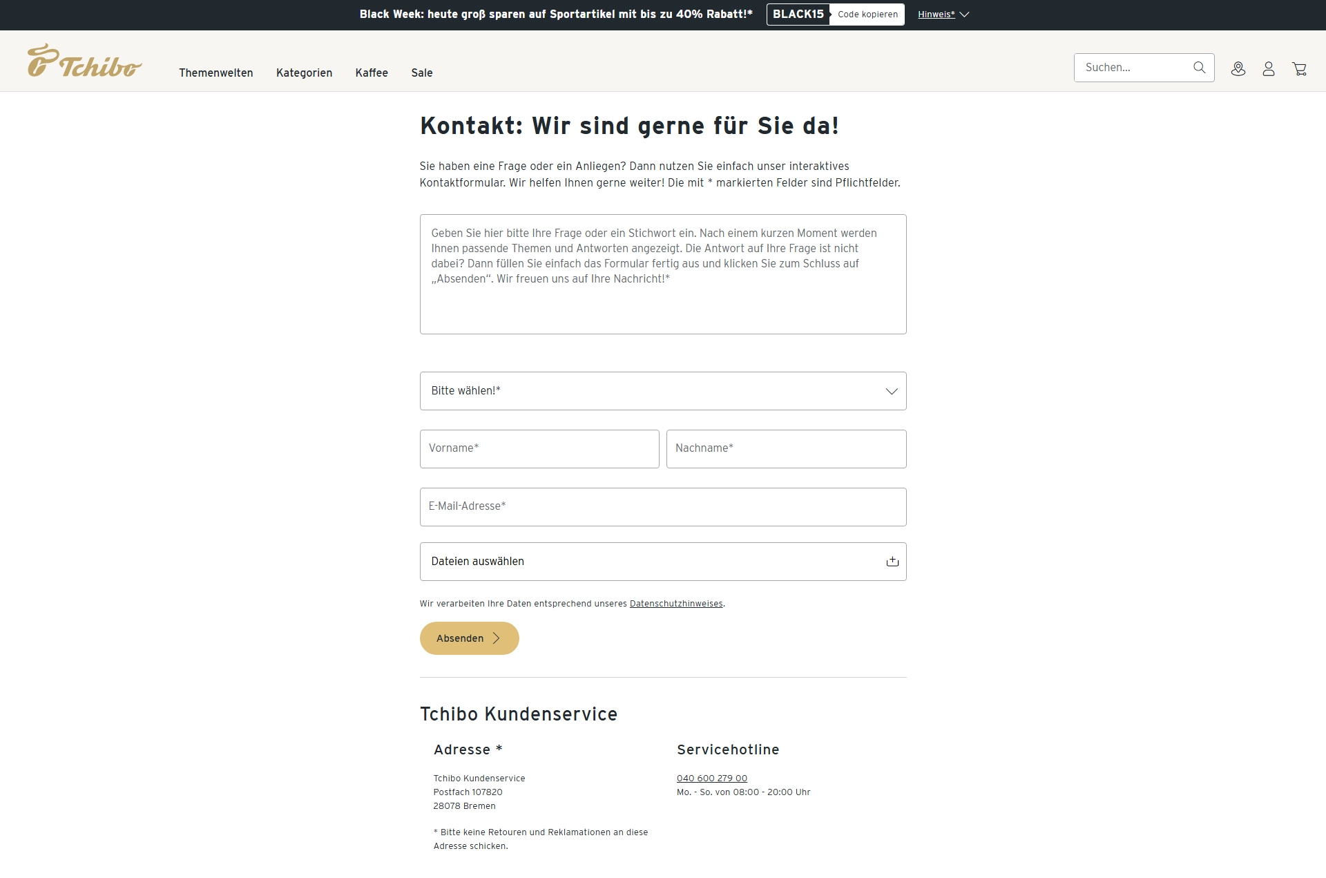 Tchibo Kundenservice, Telefonnummer, Kontakt