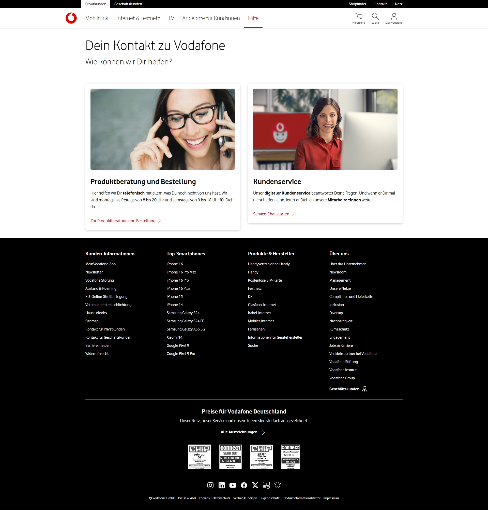 Vodafone Kundenservice, Telefonnummer, Kontakt
