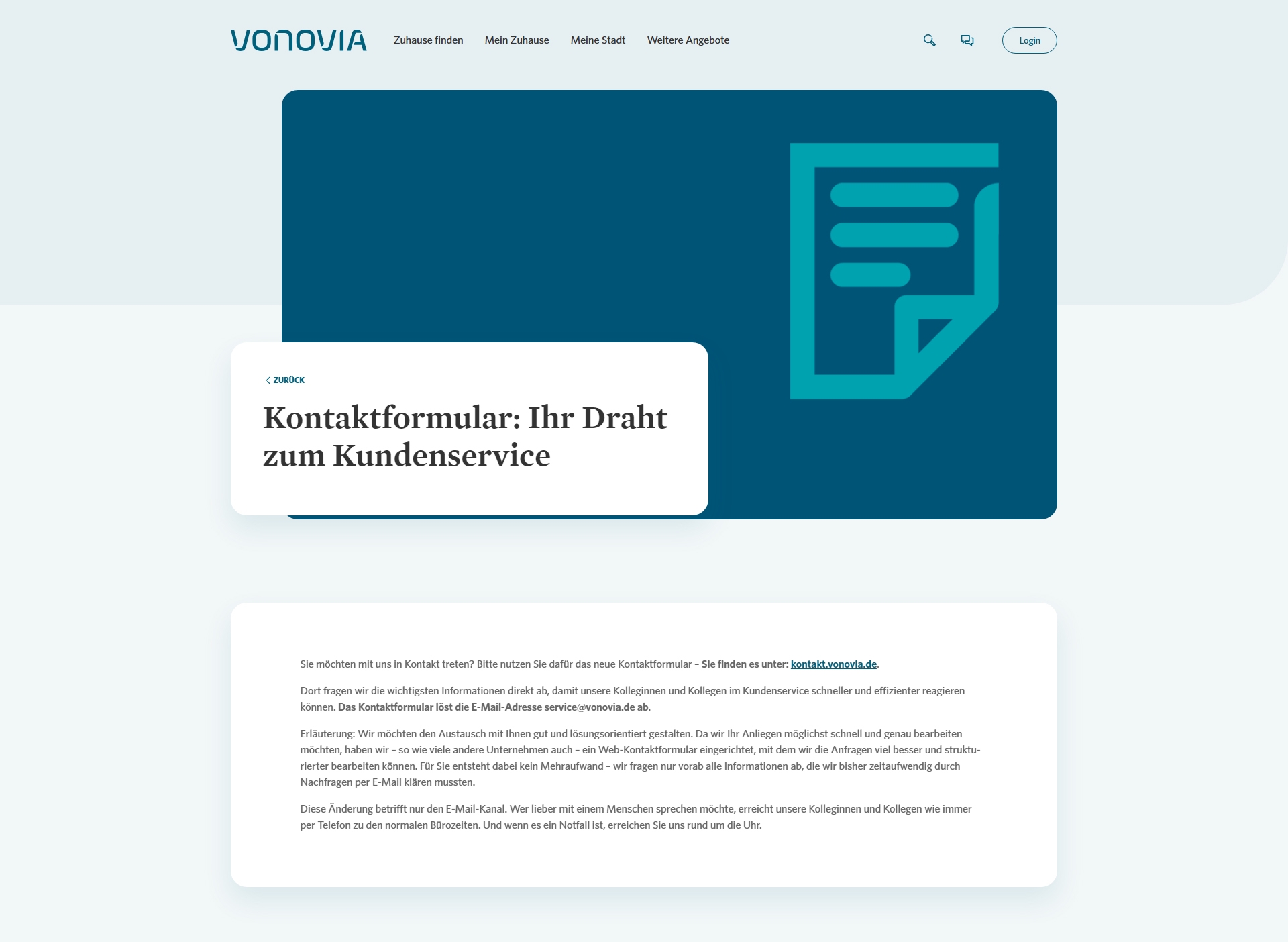 Vonovia Kundenservice, Telefonnummer, Kontakt