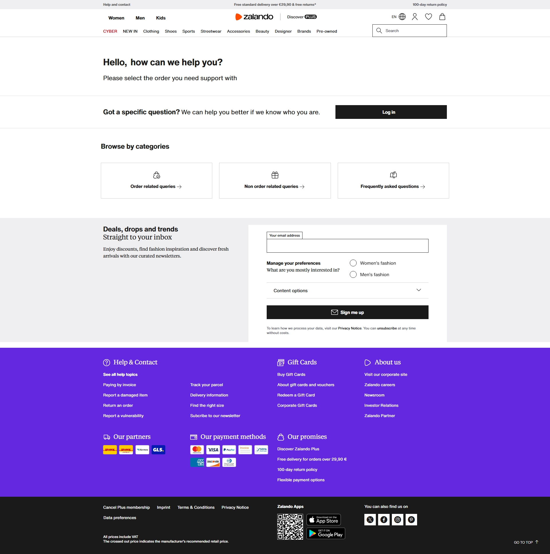 Zalando Kundenservice, Telefonnummer, Kontakt